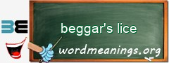 WordMeaning blackboard for beggar's lice